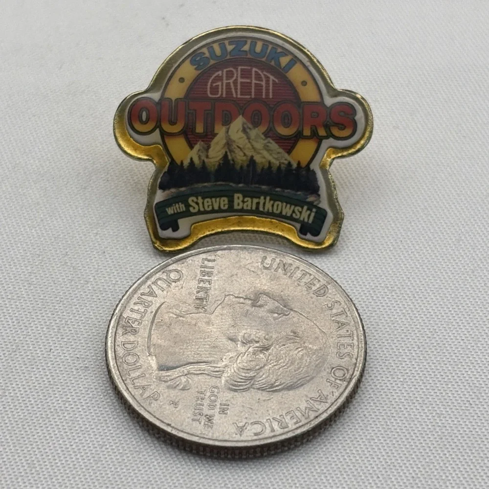 Suzuki Great Outdoors With Steve Bartkowski Mountains Forest Lapel Hat Pin